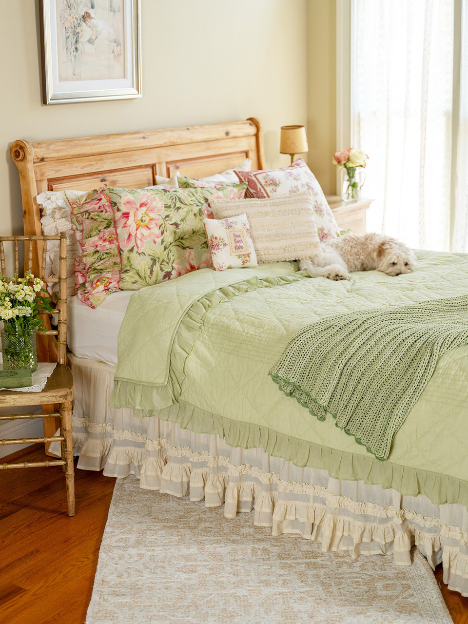 Cozy Line Home Fashions Lilac Romantic Embroidered Chic Lace 100% Cotton Quilt Set – Bedspread, Coverlet – Multi-Color