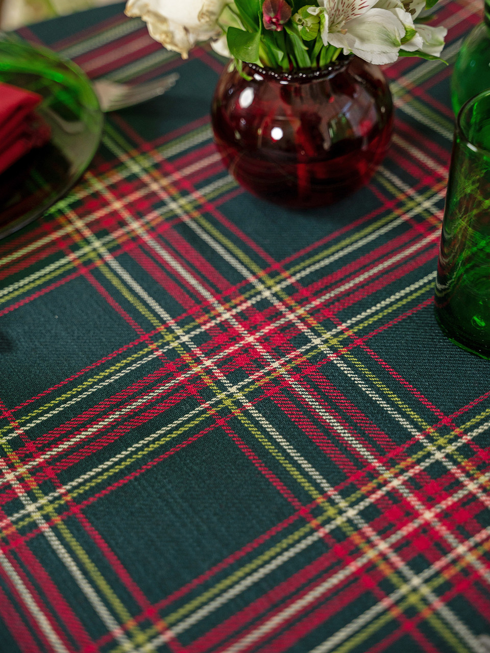 Green Tartan Plaid Tablecloth