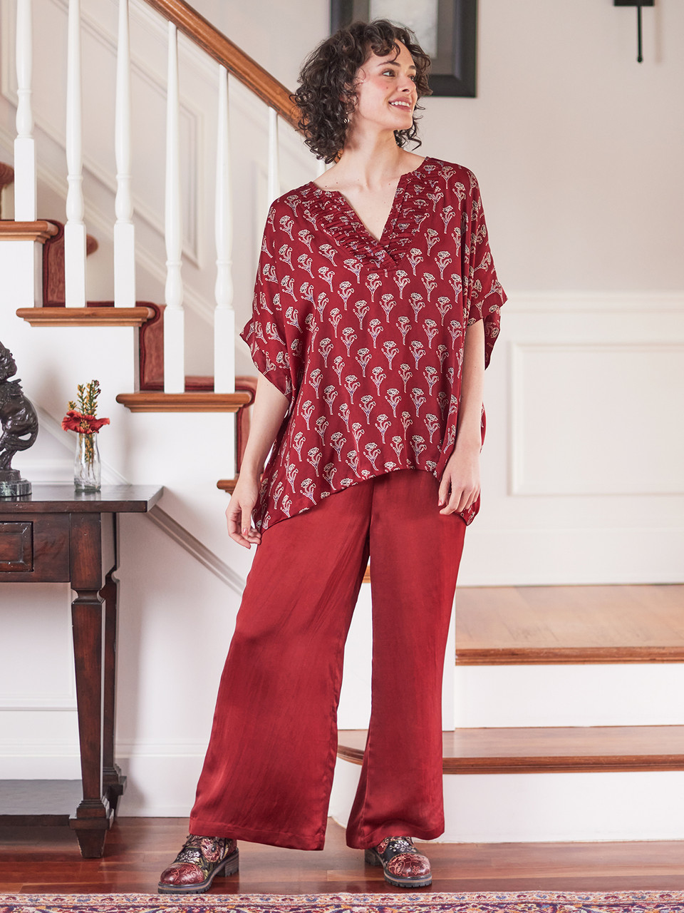 Orchestra Satin Pant - Wine | Shop Beautiful Designs by April Cornell