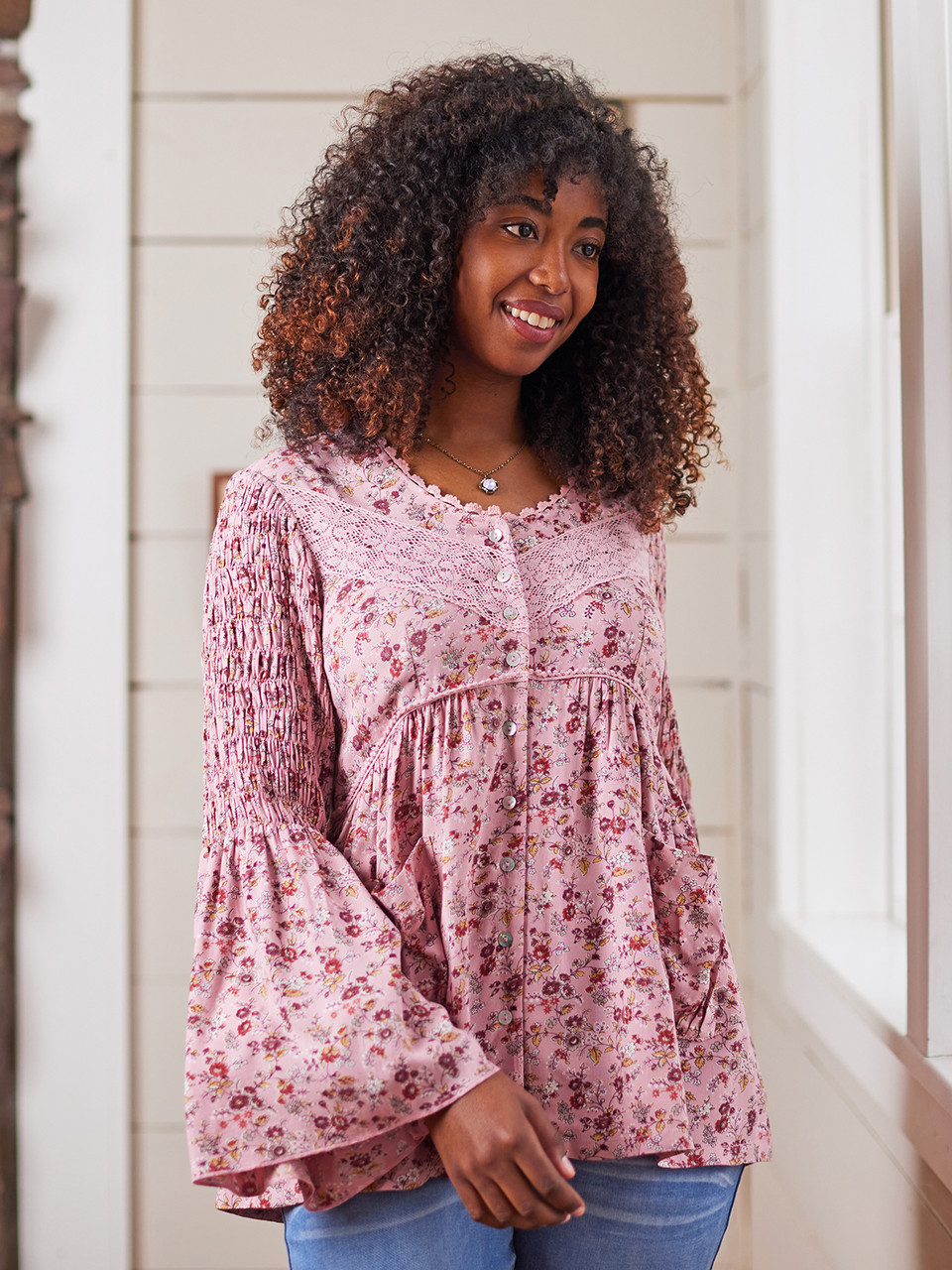 mame - MURRAL Framed flower blouse ベージュ ブラウス の通販