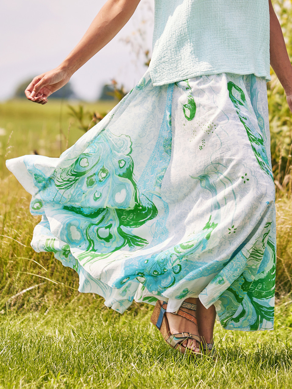 Painterly Peacock Skirt | Shop Beautiful Designs by April Cornell