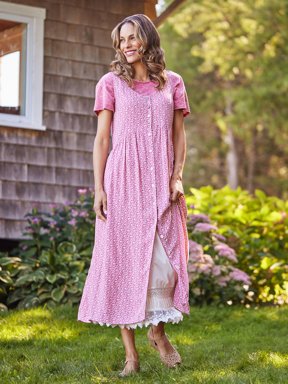 open lace back dress Pink Cord Austin Pinafore Mini Dress