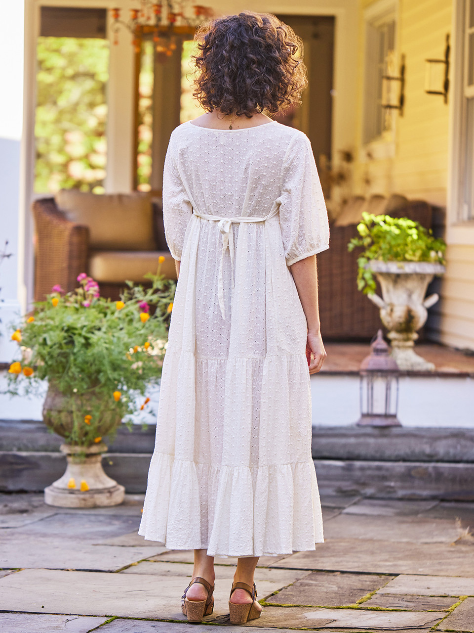 knee length dresses for ladies Pink Cottage Eyelet Lace Dress – Gliss The Label main image 0