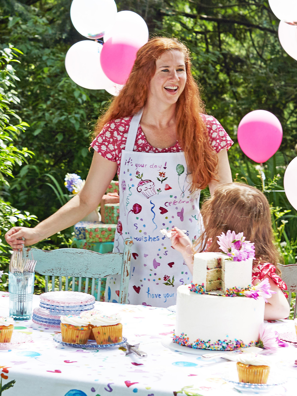 Happy Birthday Watercolor Chef Apron Multi-Color | Size Regular | April Cornell