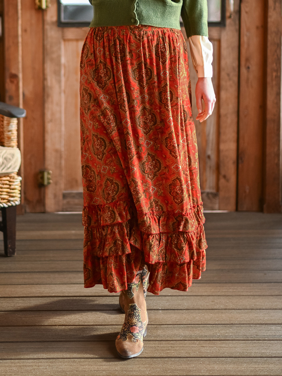 Floral Medallion Skirt Burnt Orange Shop Beautiful Designs by
