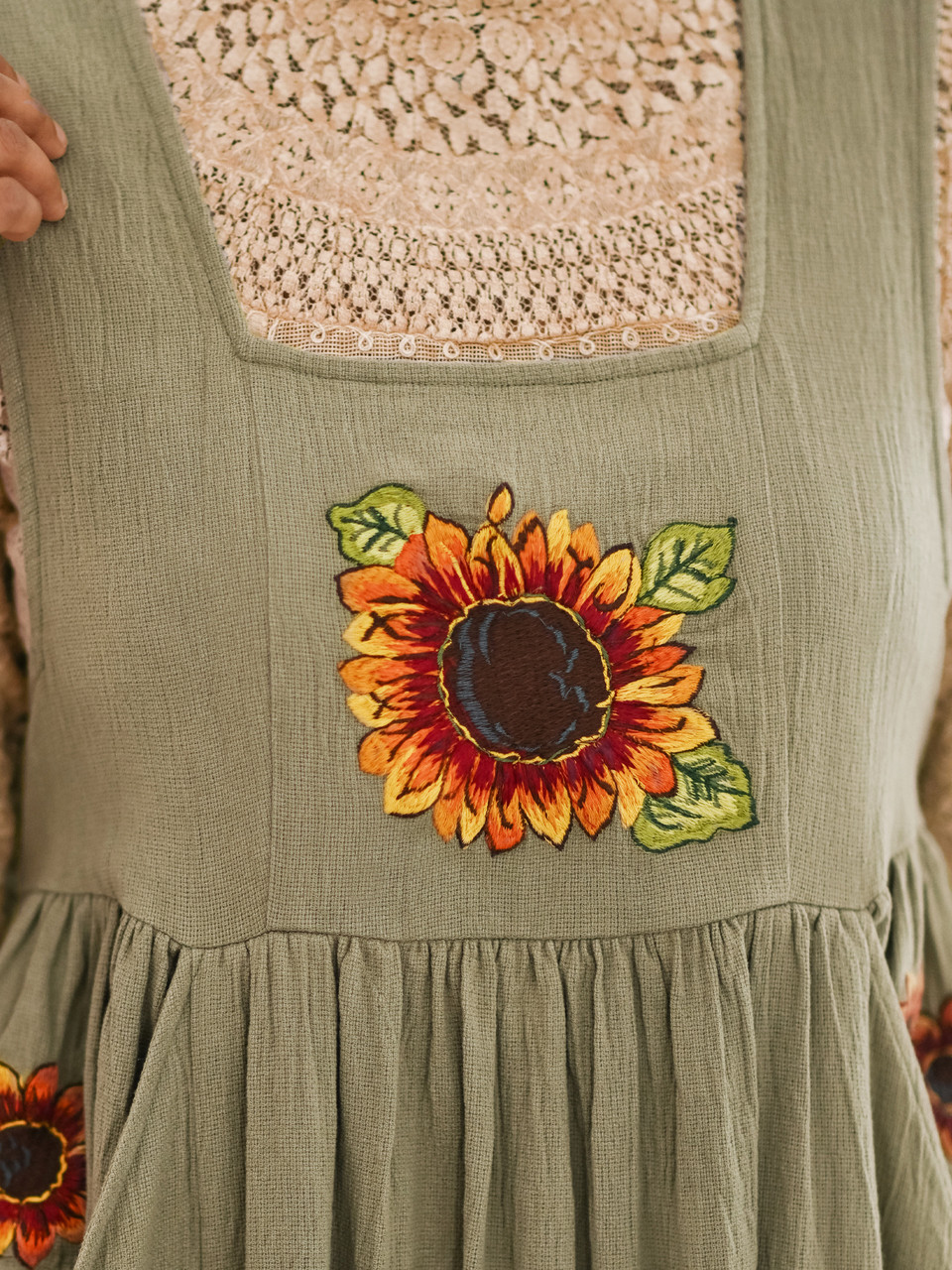 Sunflower Pinafore Dress - Light Sage | Shop Beautiful Designs by April  Cornell