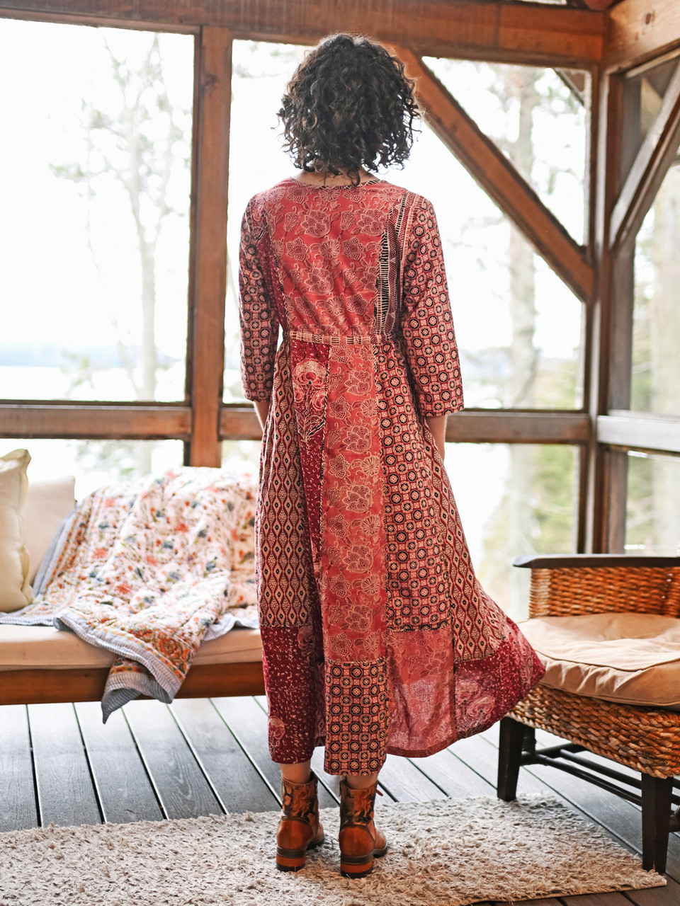 Moondream Patchwork Dress - Pomegranate | Shop Beautiful