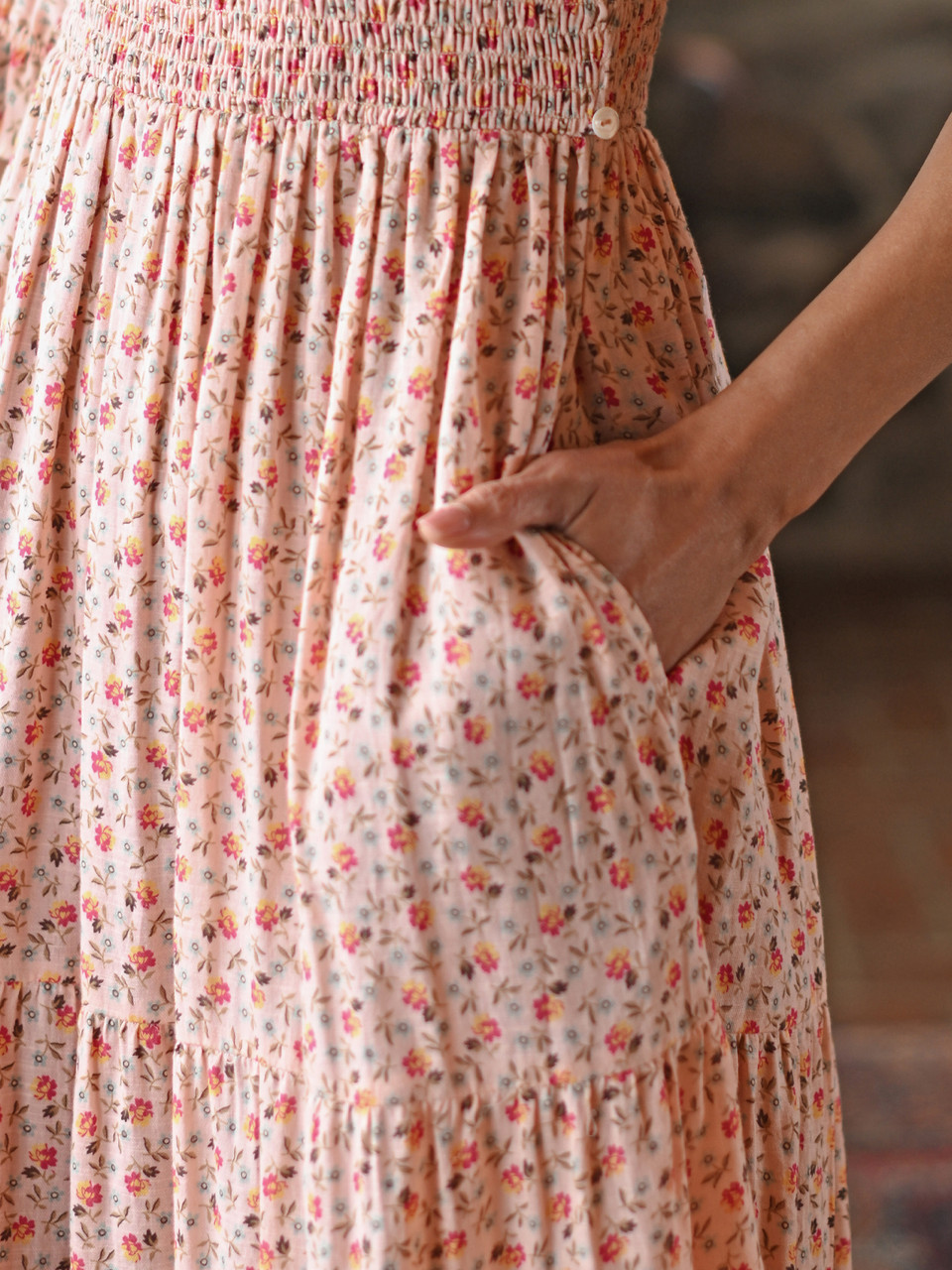 Adelina Smocked Dress - Powder Peach | Shop Beautiful Designs by