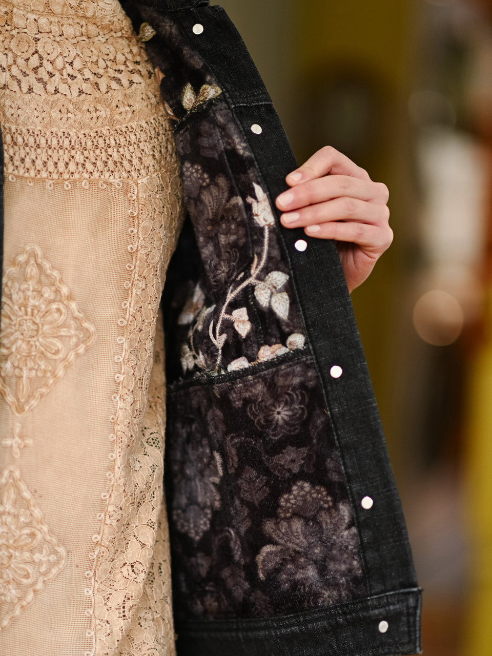 Shadow Blooms Embroidered Jacket - Black | Shop Beautiful Designs