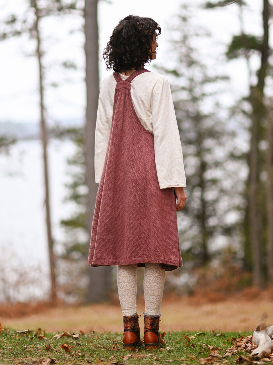 Redwoods Pinafore Dress - Sunwashed Maroon | Shop Beautiful