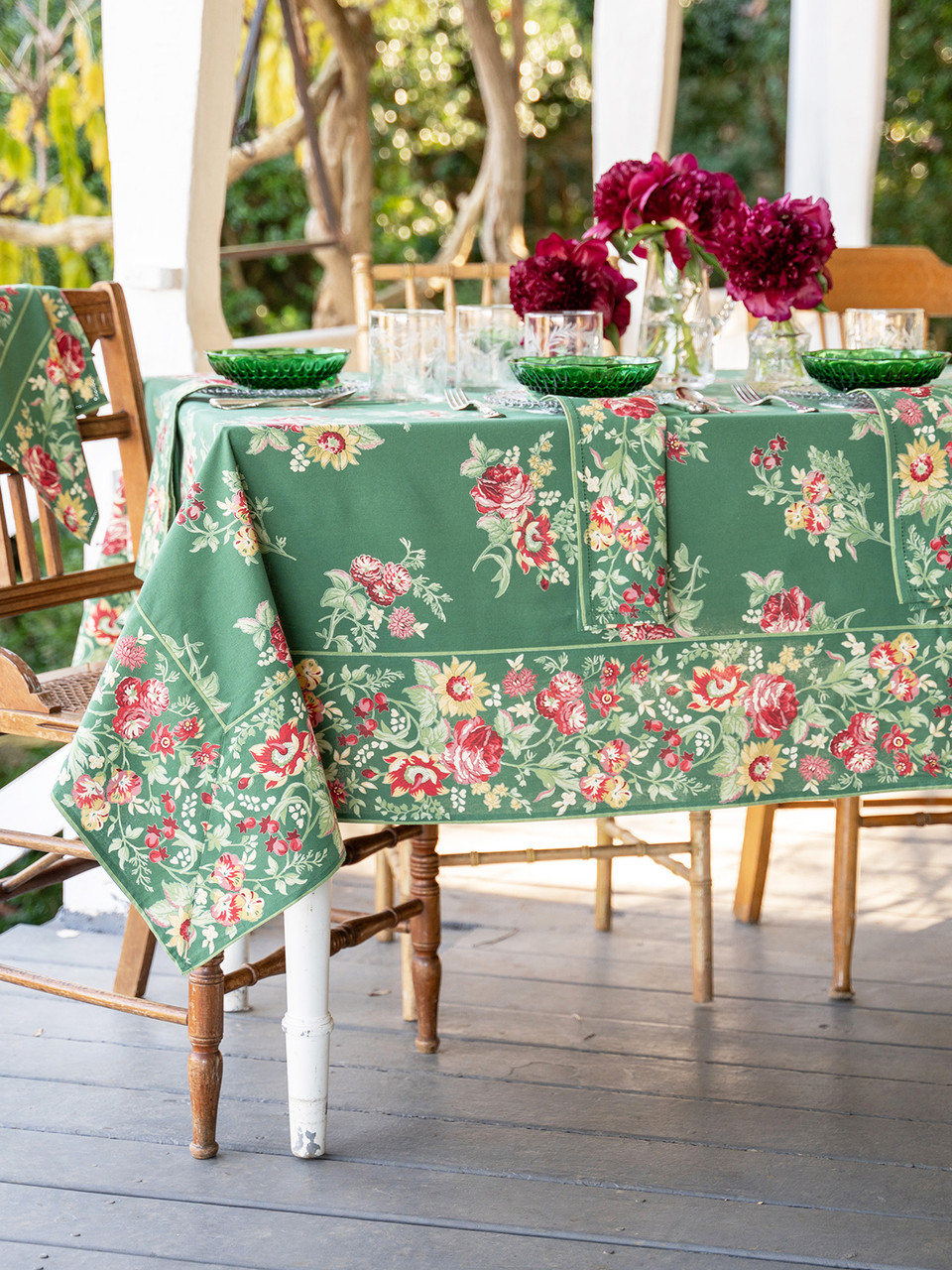 Russian Chintz Tablecloth - Green | Shop Beautiful Designs by