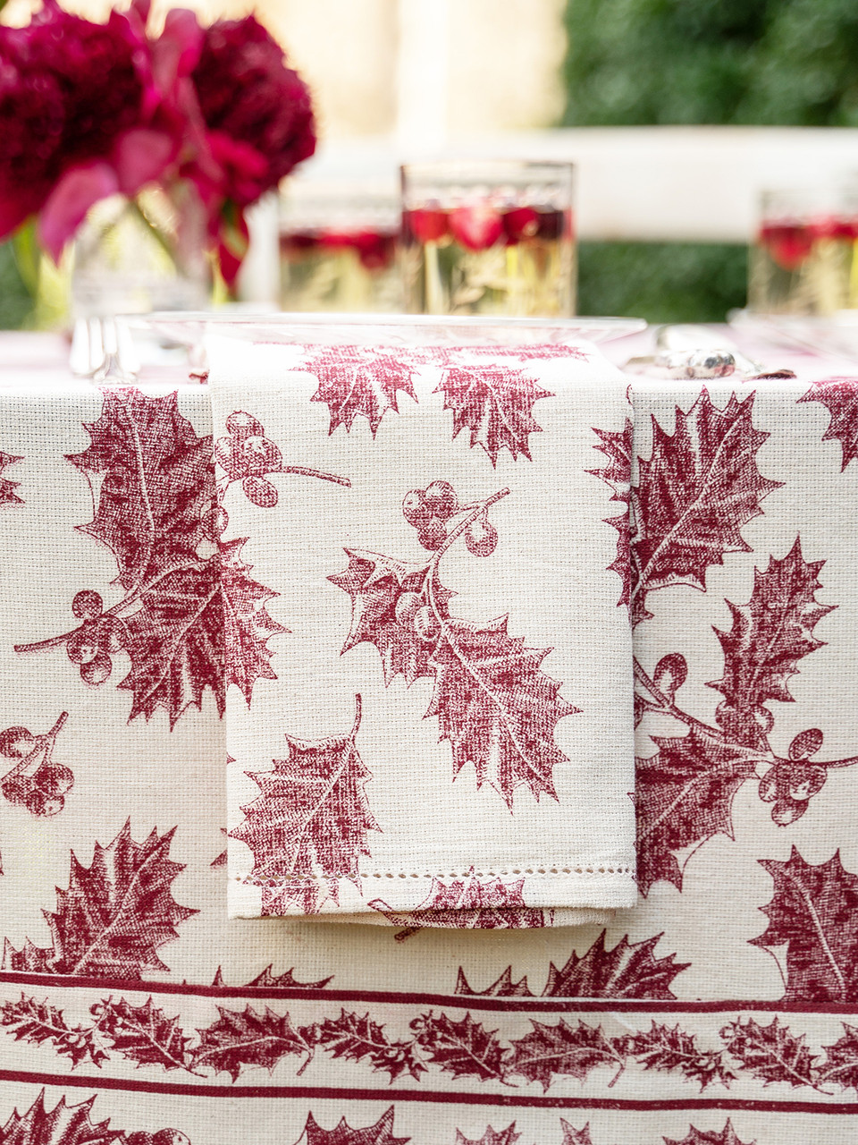 Les Serviettes De Table Fleurs Colorées Touche De Lin Ensemble De 2  6741 32613005