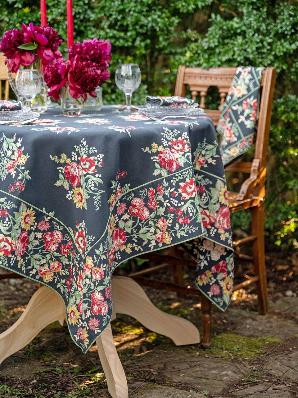 Russian Chintz Tablecloth - Soft Black | Shop Beautiful Designs by