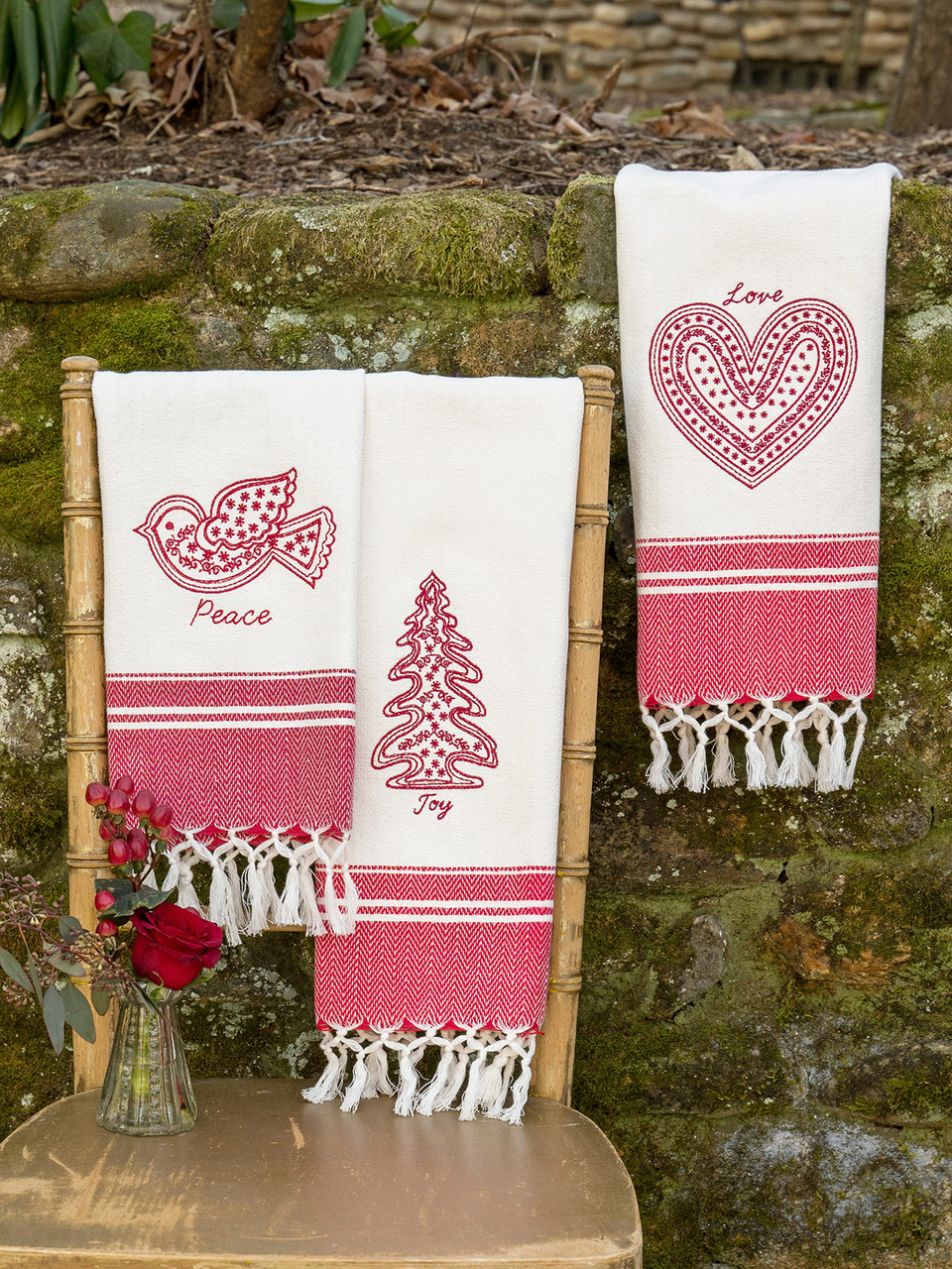 Love, Peace & Joy Tea Towel Bundle - Red | Shop Beautiful Designs