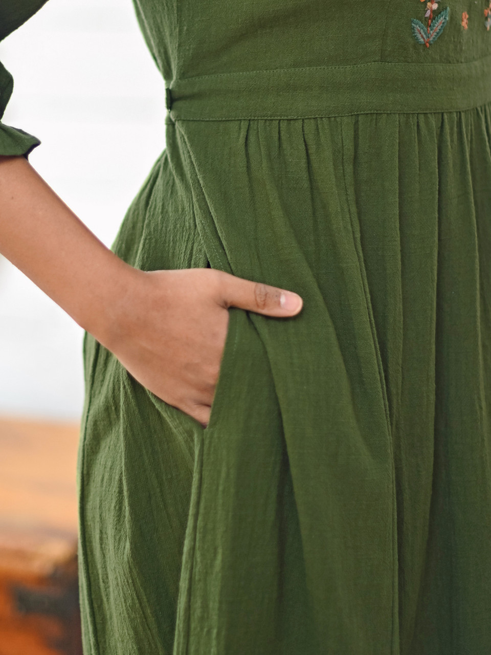 Botanist Dress - Olive Green | Shop Beautiful Designs by April Cornell