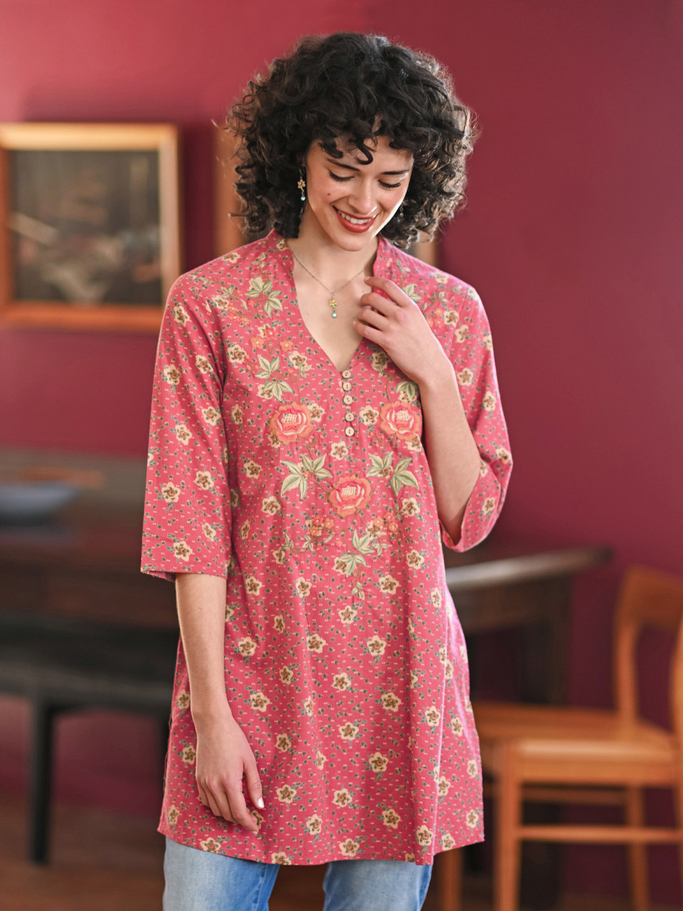 Rosalyn Tunic - Coral | Shop Beautiful Designs by April Cornell