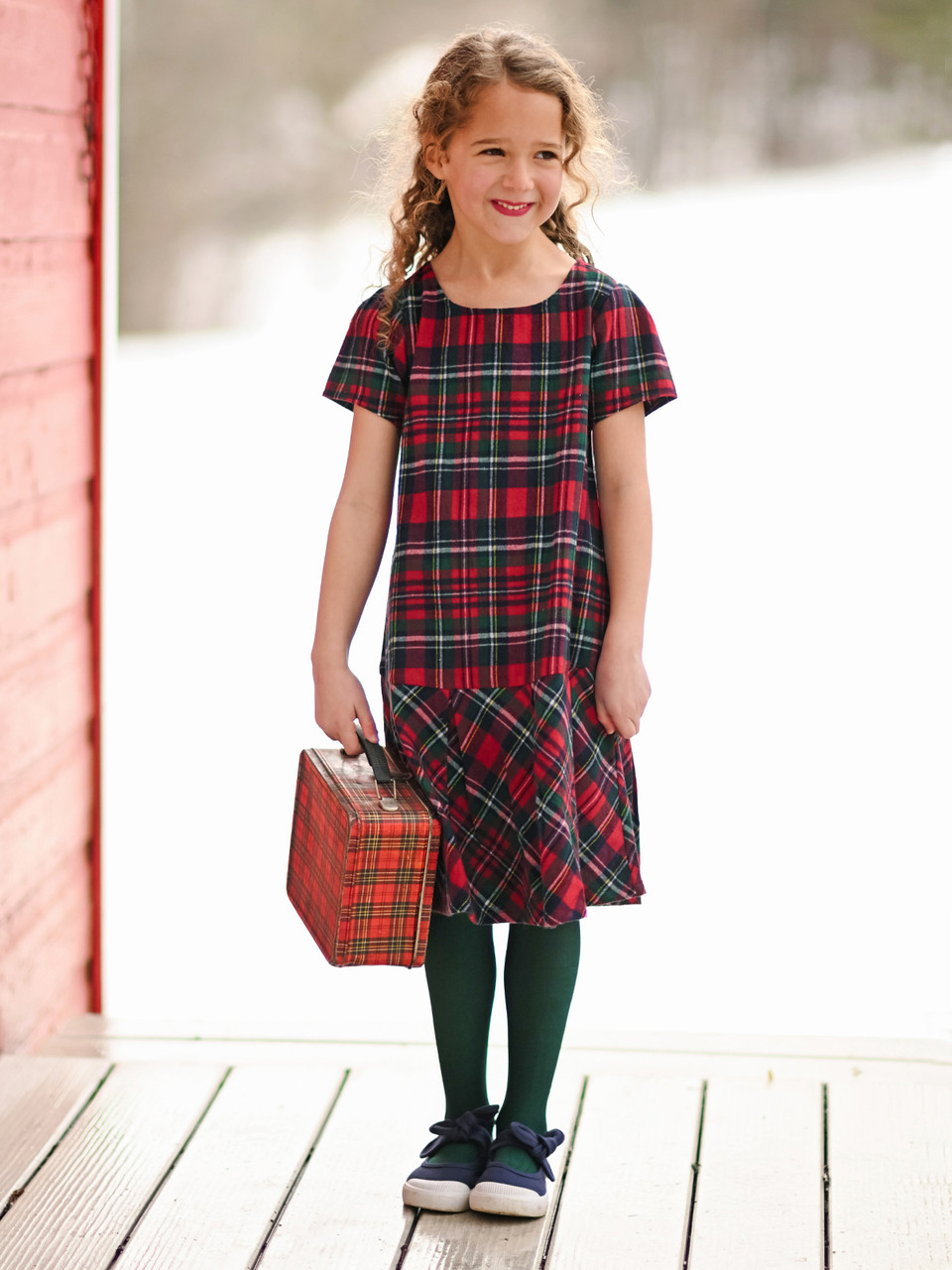 green colored dress The Original Clara Nutcracker Gown in Red Plaid – Only Little Once main image 0