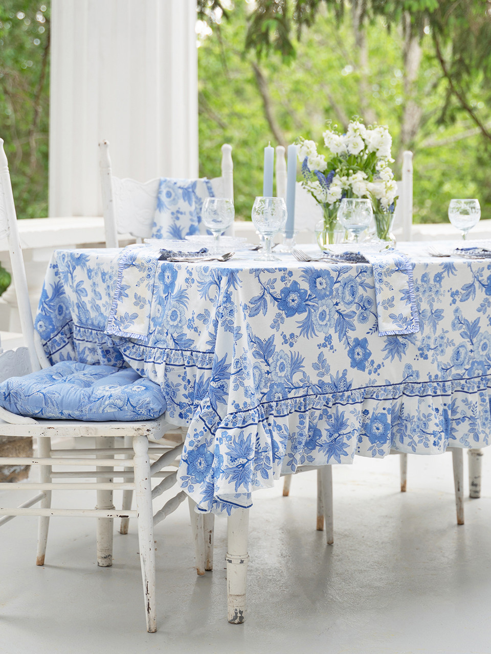 Augustine Ruffle Tablecloth - Soft White | Shop Beautiful Designs
