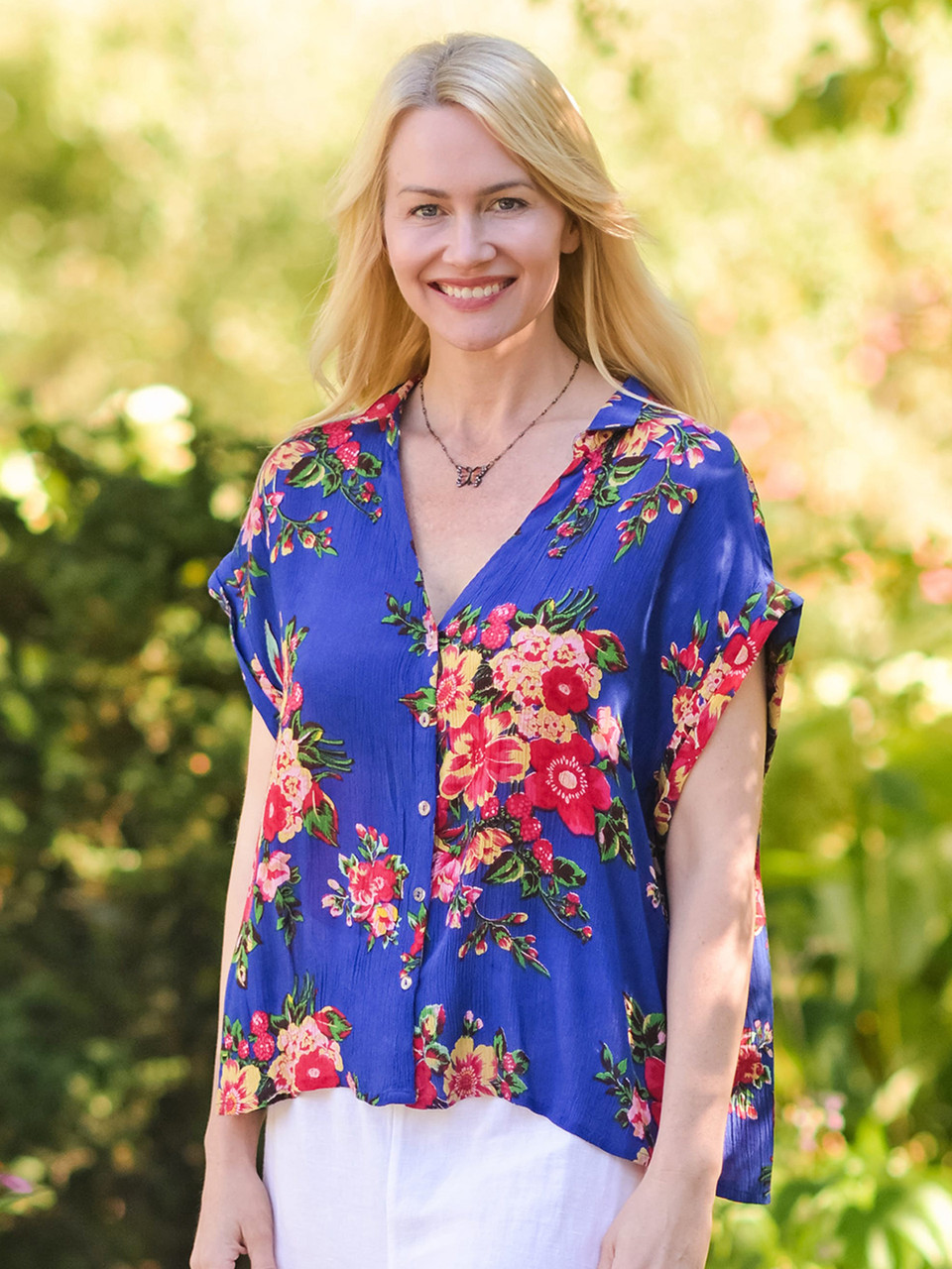 Sikkim Blouse - Blue | Shop Beautiful Designs by April Cornell