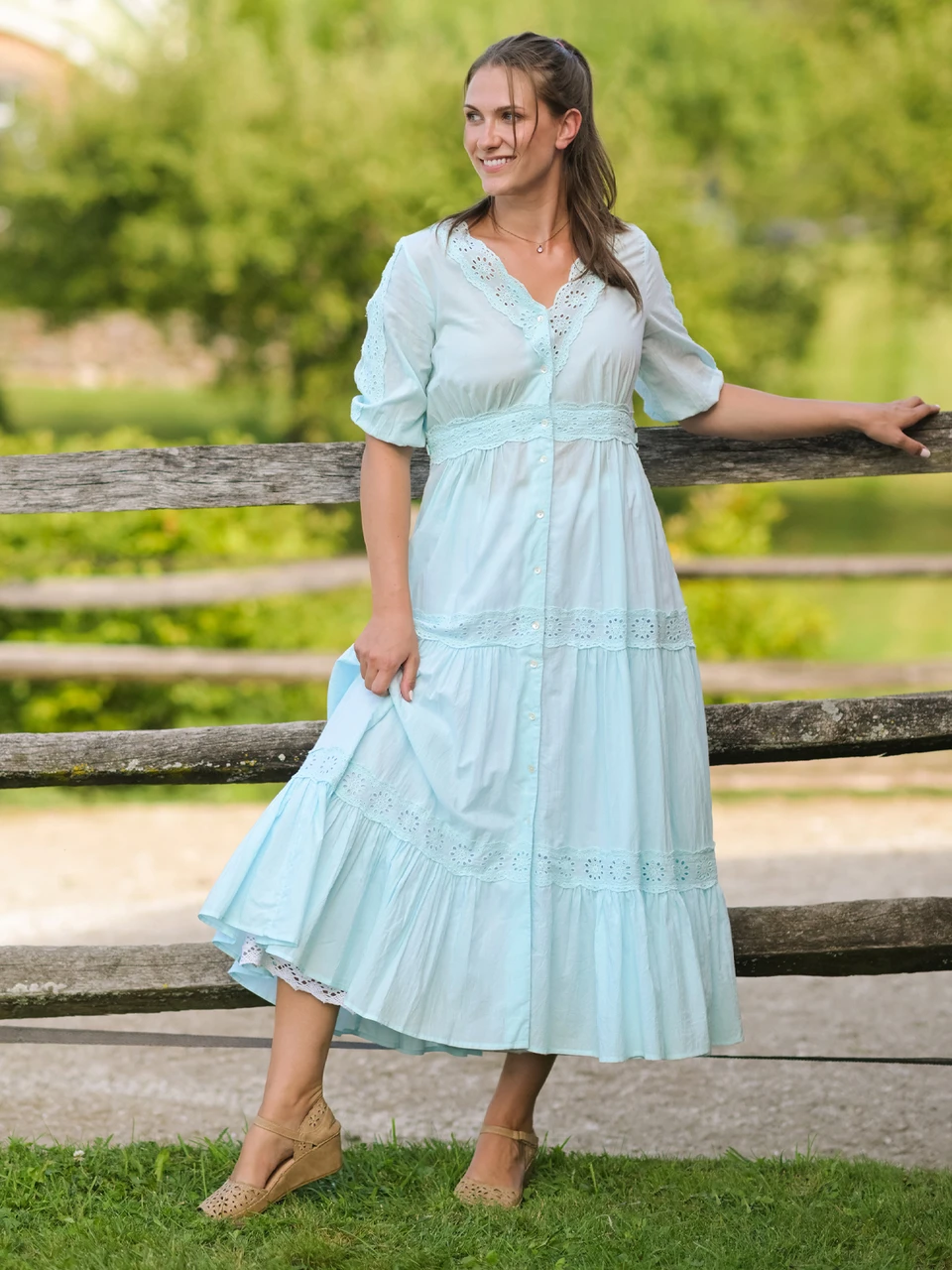 Countryside Prairie Dress Soft Aqua | Size XXS | April Cornell