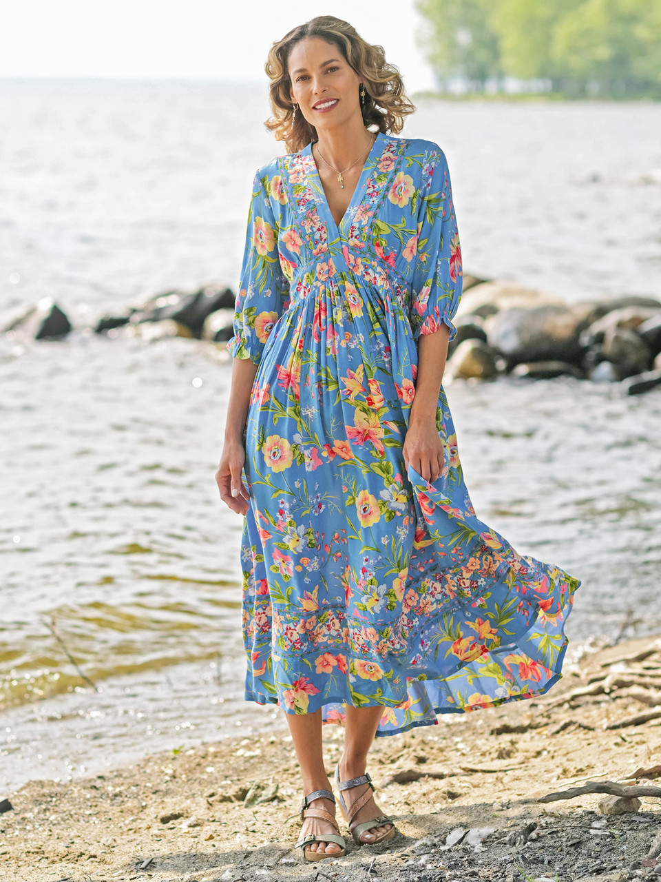Lillian Dress - Blue | Shop Beautiful Designs by April Cornell Lillian Dress - Blue | Shop Beautiful Designs by April Cornell