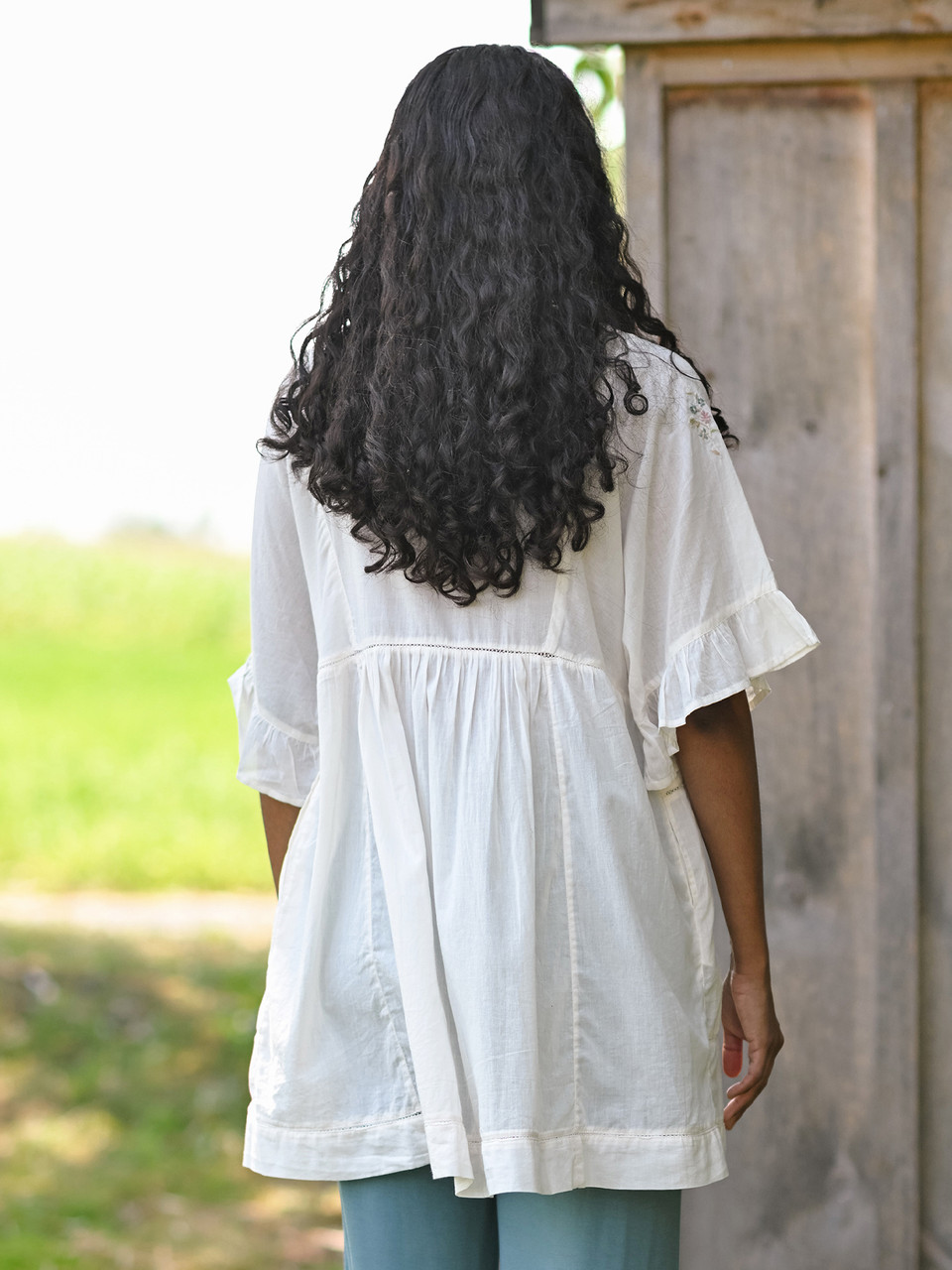 Cottage Embroidered Tunic - Ivory | Shop Beautiful Designs by