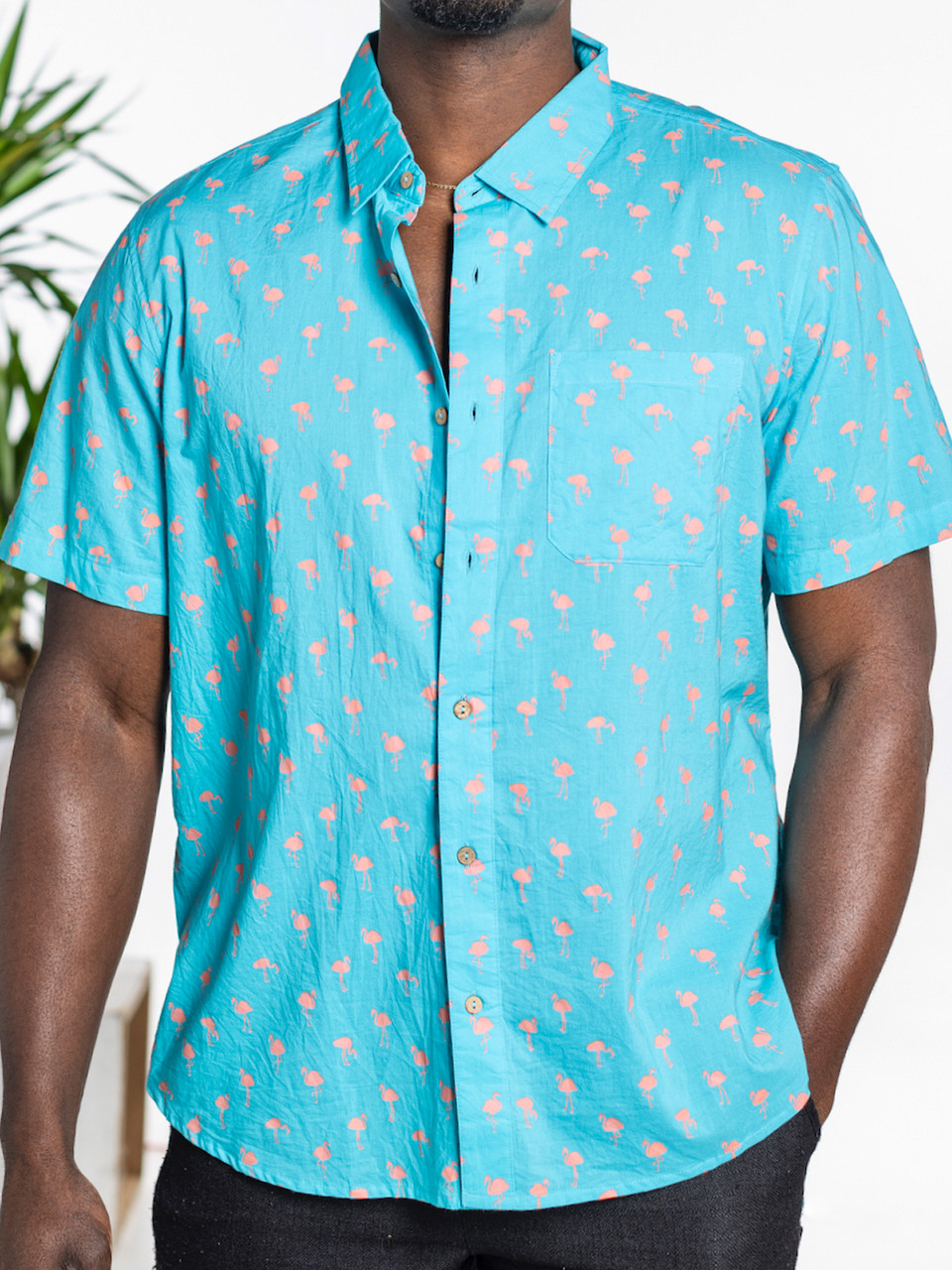 Flamingo Shirt - Turquoise | Shop Beautiful Designs by April Cornell