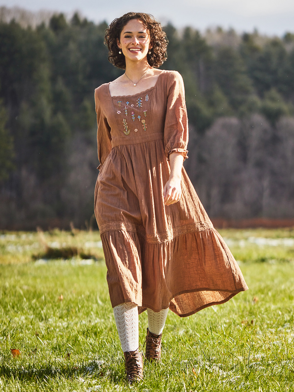 bohemian brown dress Tobacco Western Dress main image 0