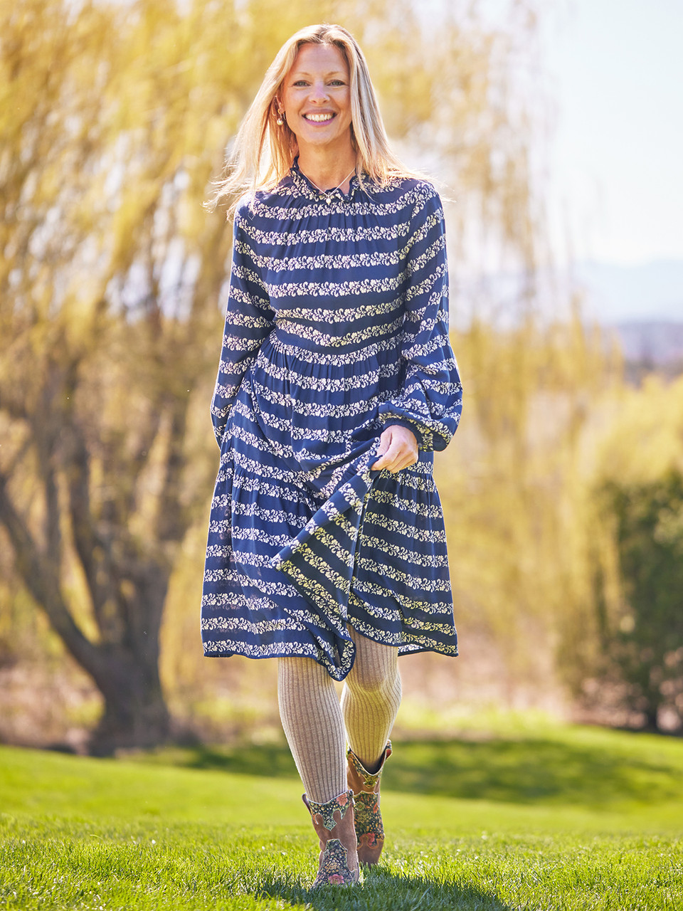 Flowerpot Short Dress Navy | Size XS | April Cornell