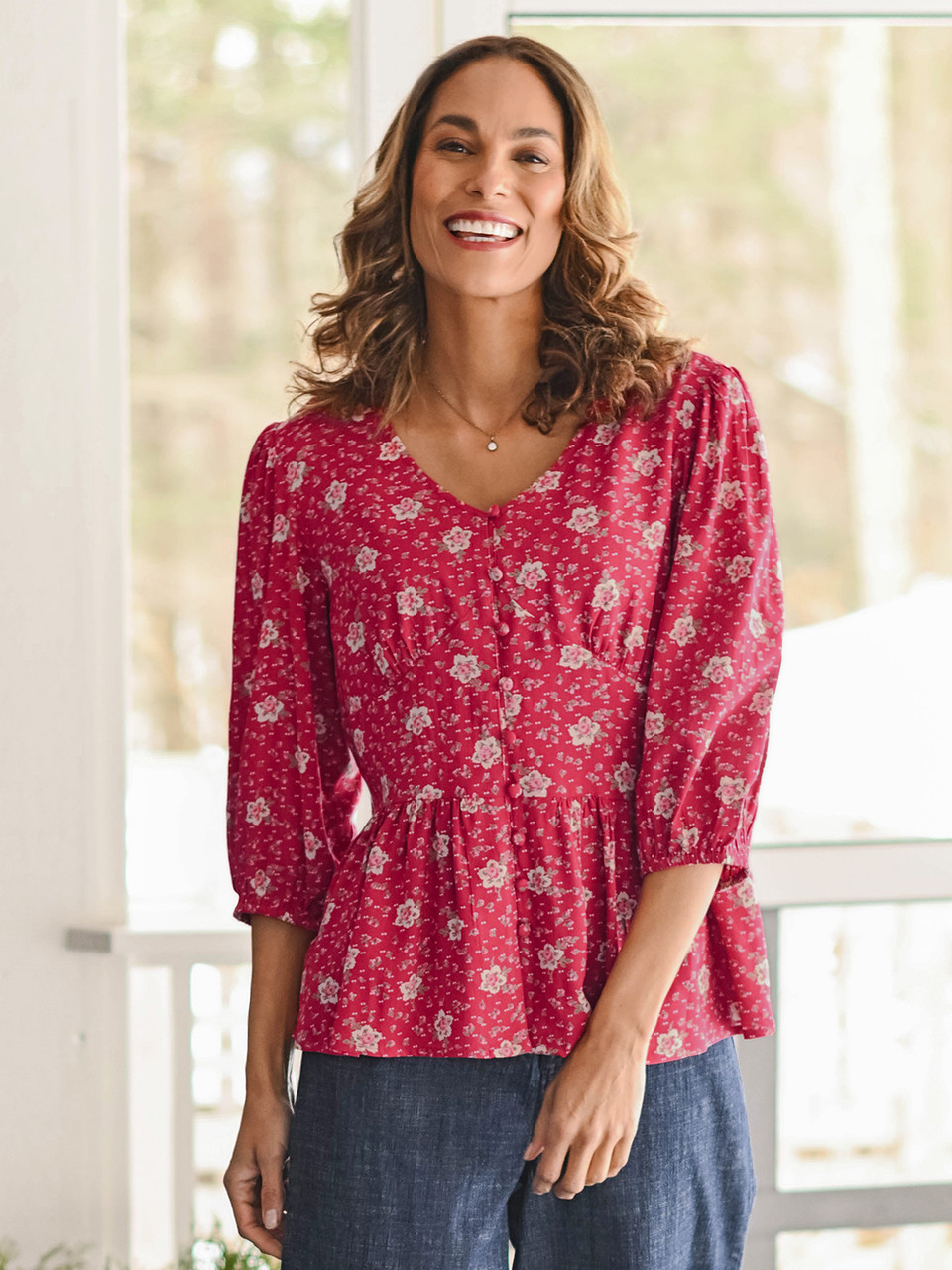 Potpourri Rose Blouse - Red | Shop Beautiful Designs by April Cornell