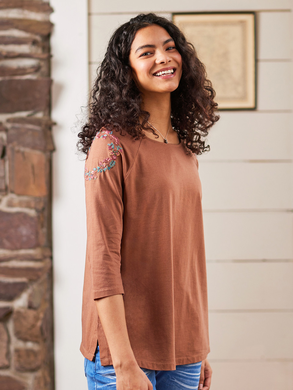 Tapestry T-Shirt - Mocha | Shop Beautiful Designs by April Cornell