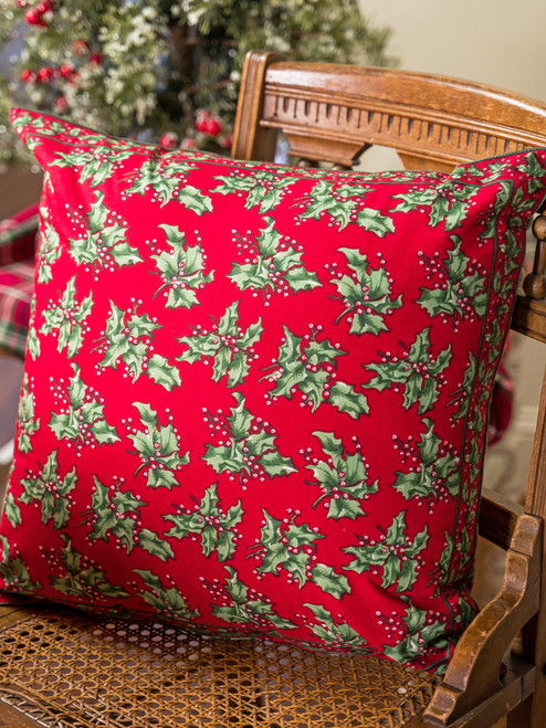Holly Cushion Cover - Red