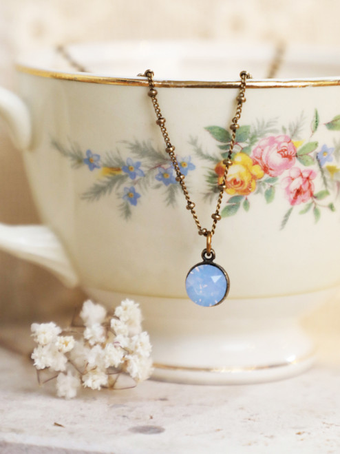 Air Blue Opal Floating Drop Necklace