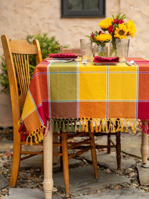 Colorblock Plaid Tablecloth - Multi