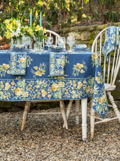 Russian Chintz Tablecloth - Navy
