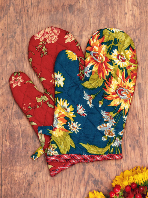 Happy Harvest Patchwork Oven Mitt Set of 2 - Multi