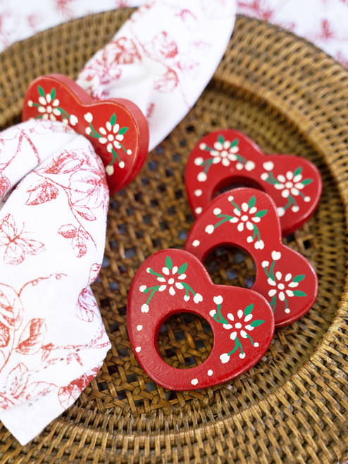 Heart Napkin Ring Set of 4 - Red