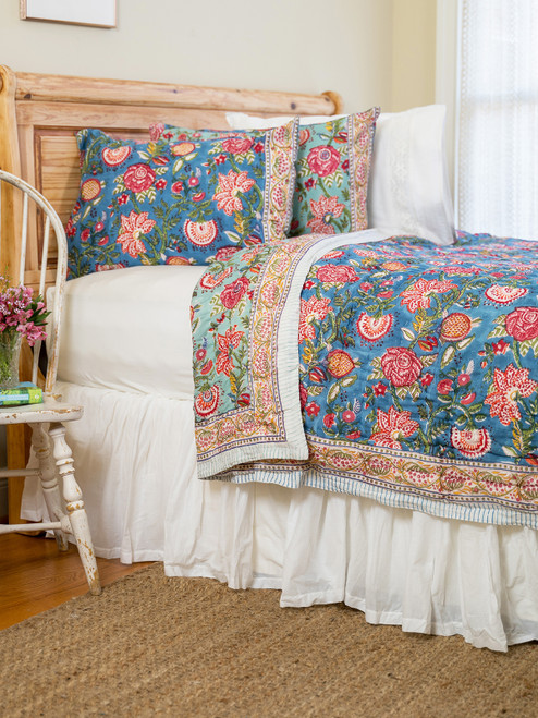 Mirabel Block Print Quilt - Teal