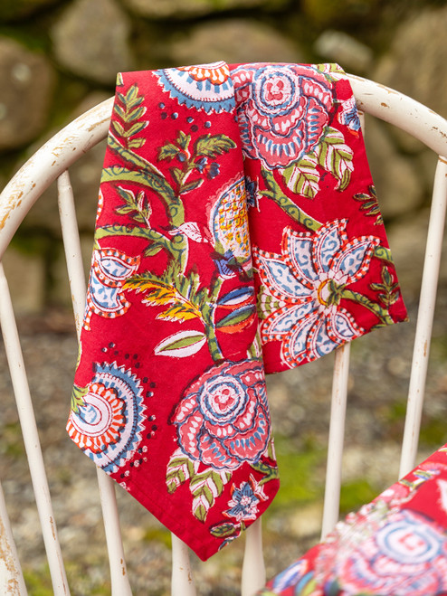 Mirabel Block Print Napkin Set of 4 - Red