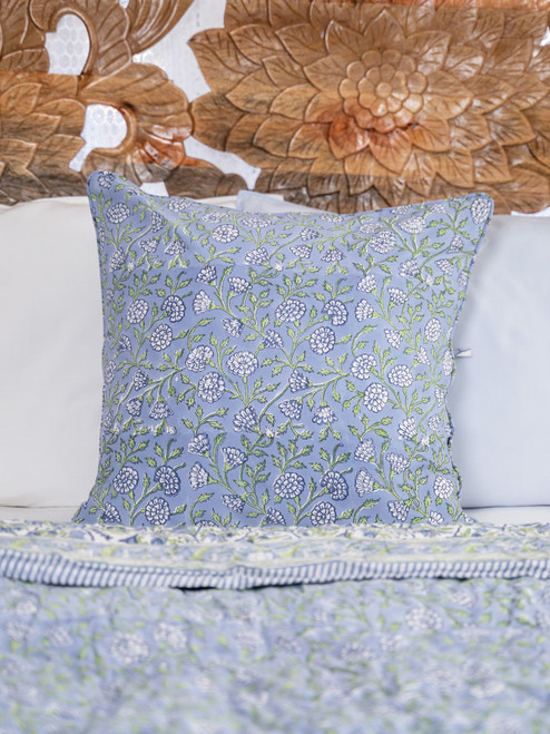Kourtney Block Print Cushion Cover - Blue