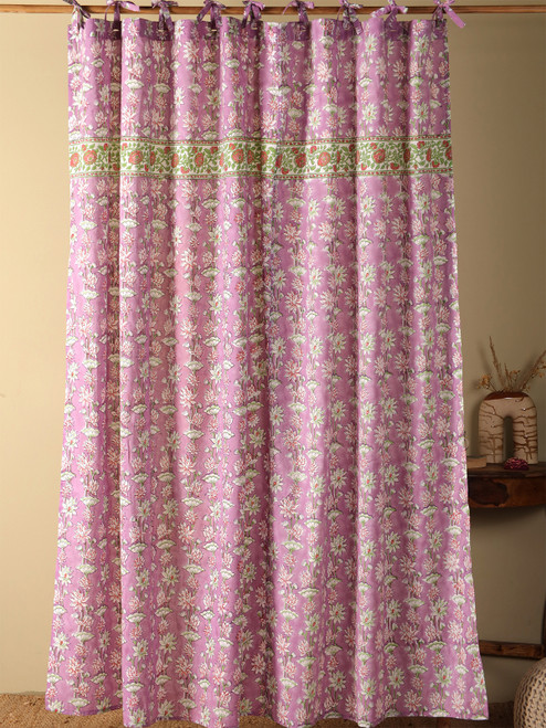 Gracie Block Print Curtain - Lavender