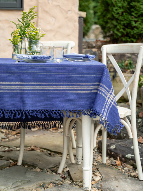 Shaker Woven Tablecloth - Navy