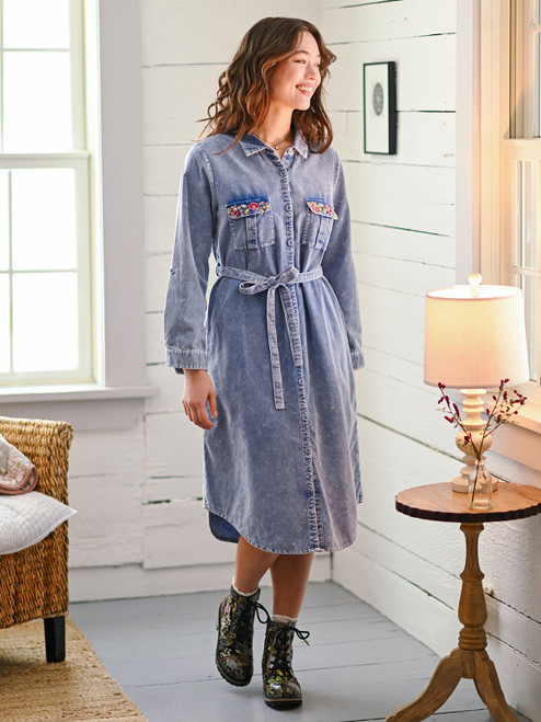 Helen Shirtwaist Dress - Sunwashed Periwinkle