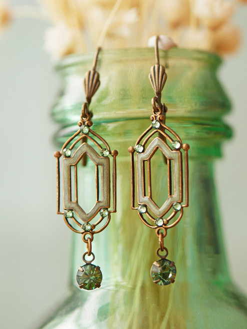 Delicate Filigree Earrings - Sage Green