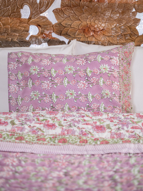 Gracie Block Print Pillowcase - Lavender