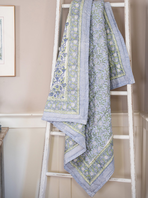 Kourtney Block Print Throw - Blue