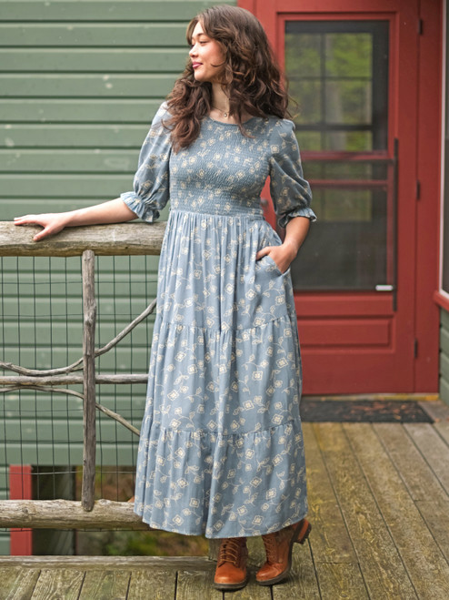 Stay Home Today Smocked Dress - Smoke Grey