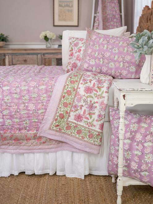 Gracie Block Print Quilt - Lavender