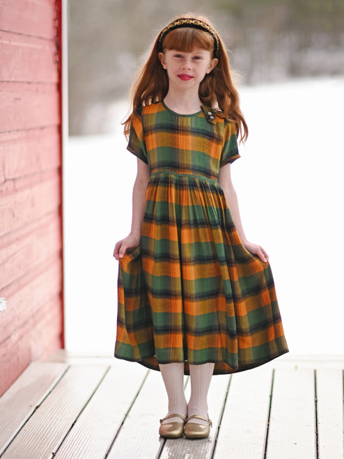 Boreal Check Dress - Green Gold | Shop Beautiful Designs by April Boreal Check Dress - Green Gold | Shop Beautiful Designs by April