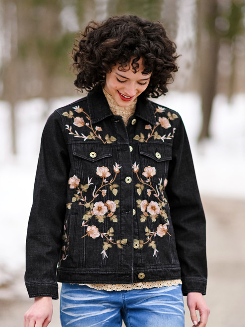 Shadow Blooms Embroidered Jacket - Black